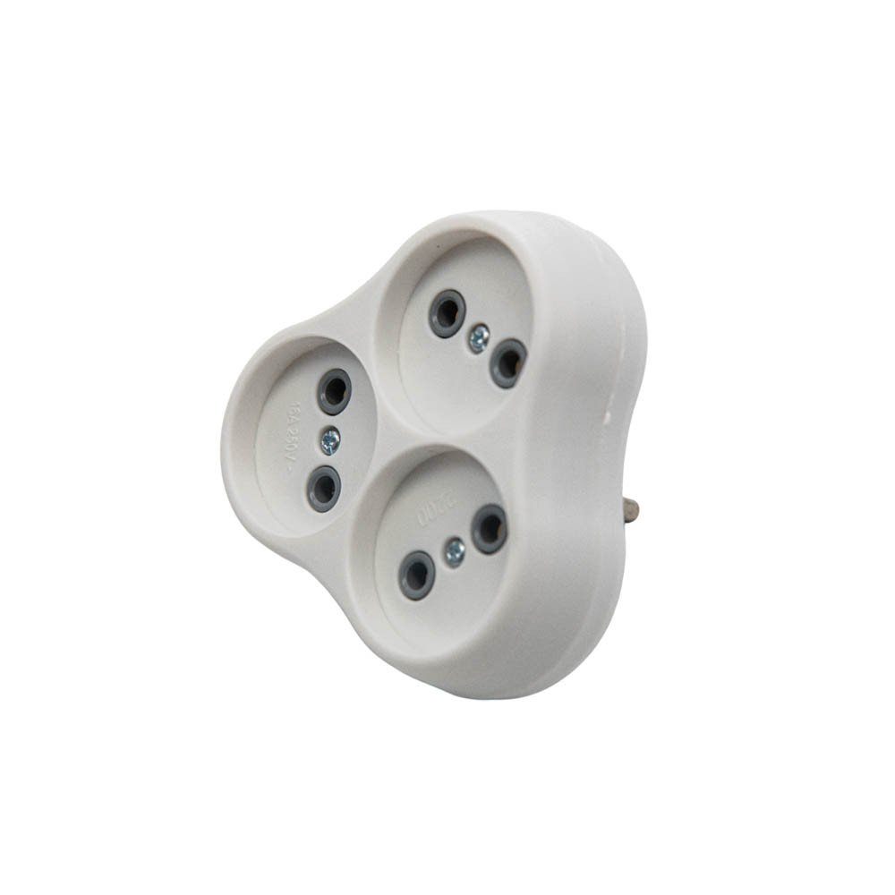 Вилка розгалужувальна електромережева ТМ VIROK на 3 гнізда 16А/250V без заземлення