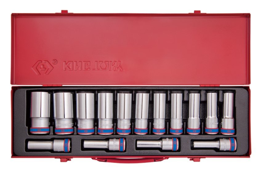 KING TONY Набор головок 1/2" 15 ед. 6-ти гранные,длинные (10-32mm) | 4315MR
