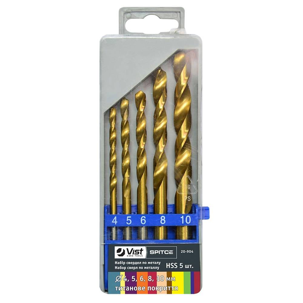 Набір свердел по металу 5шт (4-10мм) Spitce | 20-904