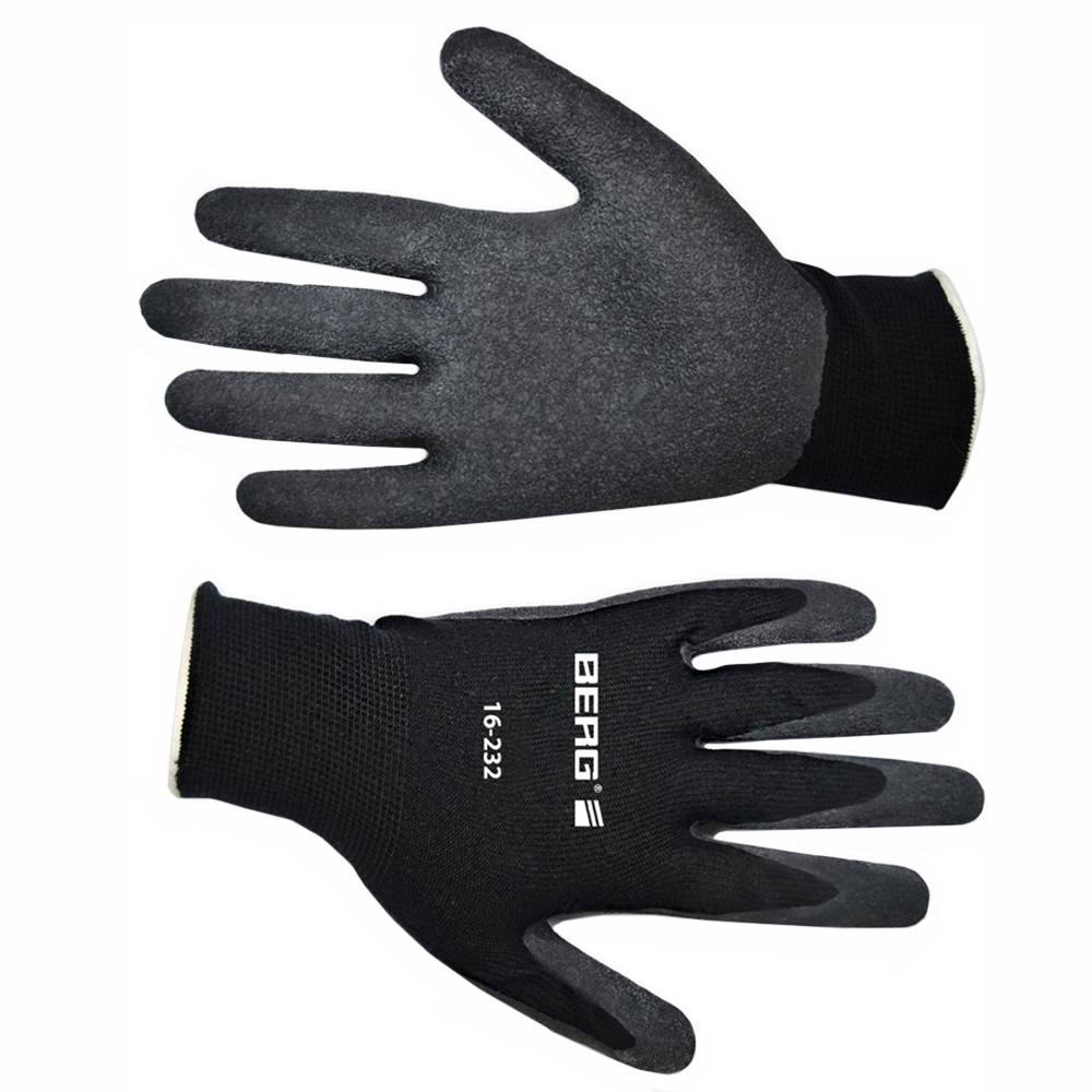 Рукавички, тонке подвійне плетіння, хвилястий латекс, L-XL Berg | 16-232