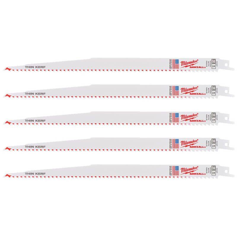 MILWAUKEE Полотно для шабельних пил THIN KERF FANG TIP, 300х5,0мм, (5шт), (деревина з цвяхами)