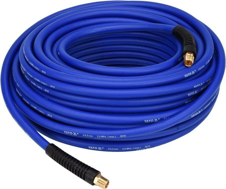 YATO Шланг пневматичний гібридний (ПВХ+БНК) YATO: Ø6.5 мм x 30м, Ø=1/4", тиск ≤ 2 MPa, різьбов. з'єд