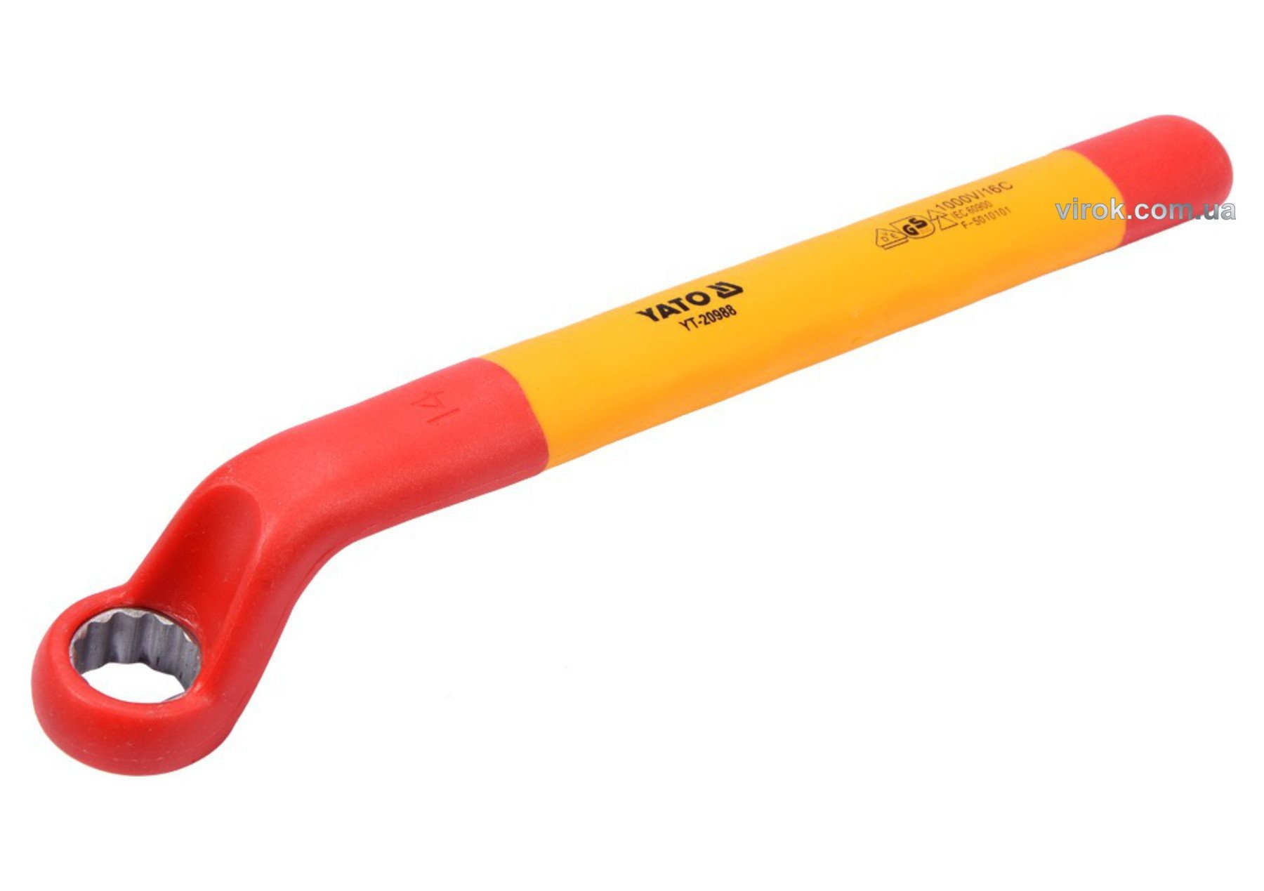 YATO Ключ накидний : Вигнутий, М14 мм, ізольований корпус VDE до 1000V (DW)