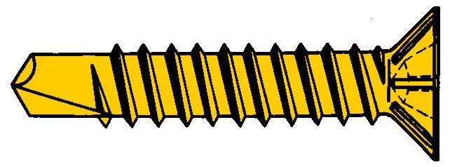 Саморез желтый со сверлом с насечками 3,9х38