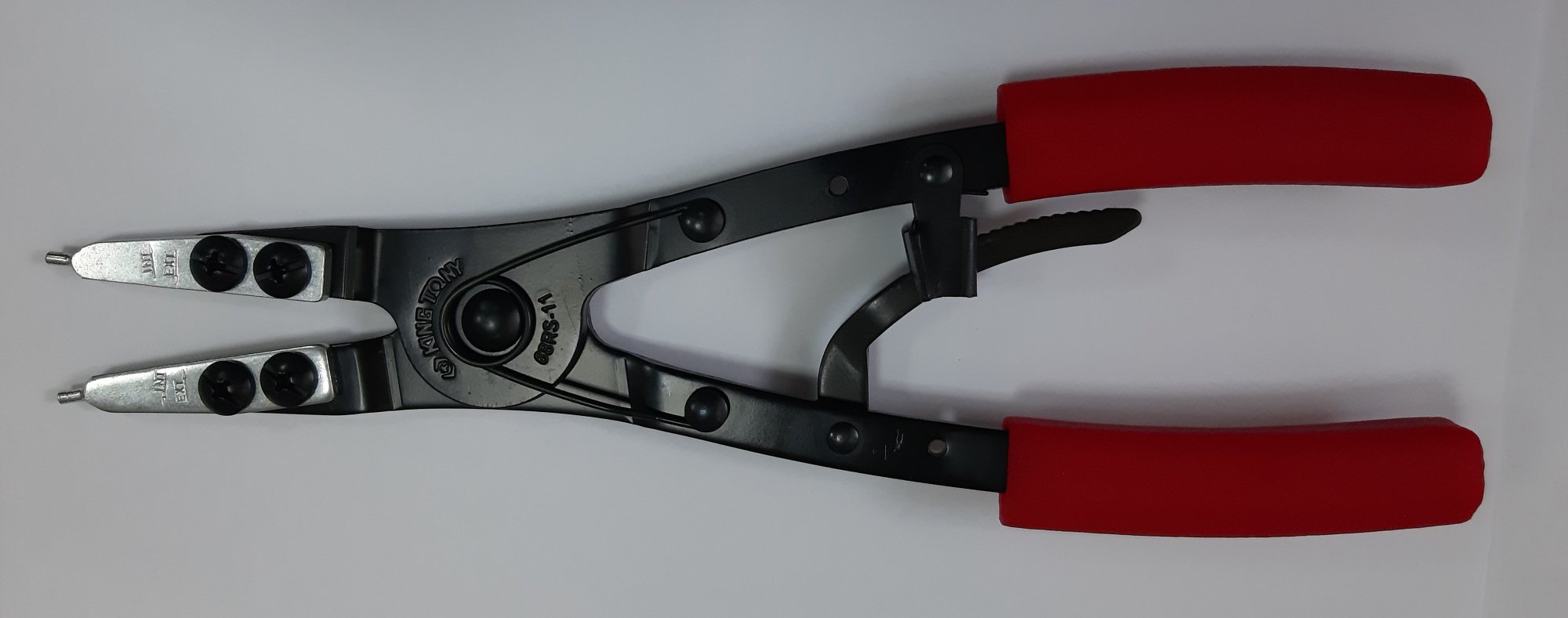 KING TONY Пассатижи для внешних стопорных колец, артикул 68RS-11 (красные рукоятки) | 68RS-11