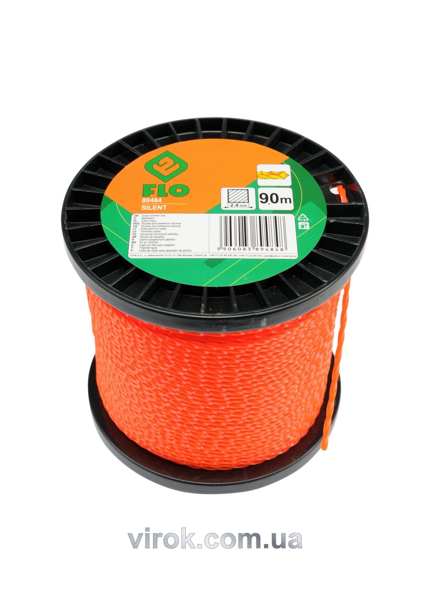 FLO Жилка для тримера квадрат кручений : 2,4 мм х 90 м (бобіна)  | 89484