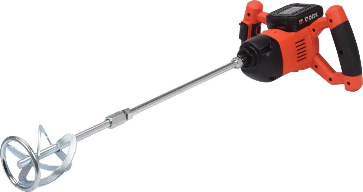 YATO Міксер акумуляторний YATO : Li-Ion 18 В, кріплення М14, 650 об/хв, 2 АГод, зарядний пристрій  |