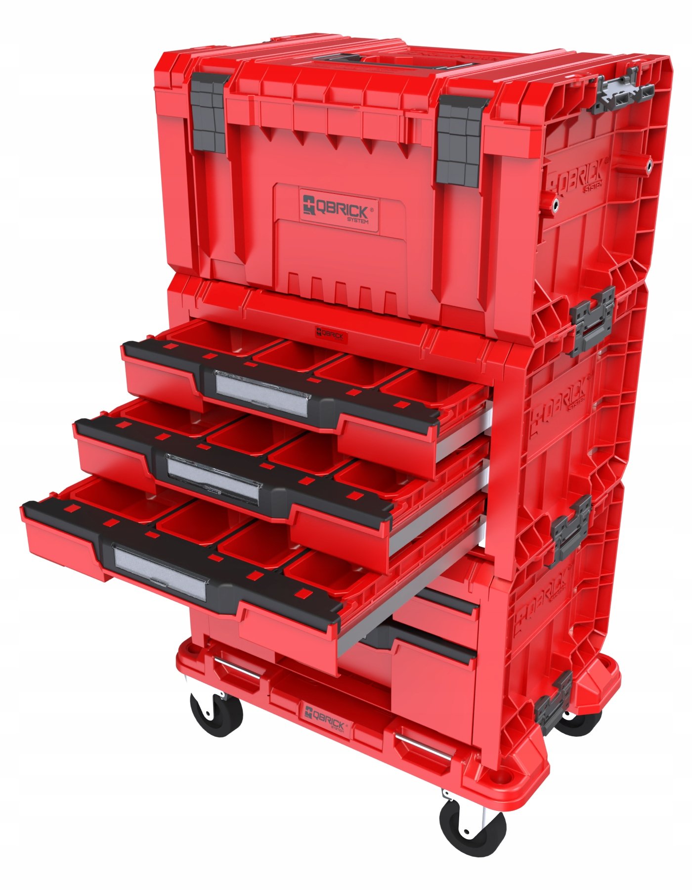 QBRICK SYSTEM Набор ящиков PRO RED Drawer Workshop SET 4 RUHD мобильный шкаф 525 x 345 x 885 | Z2583