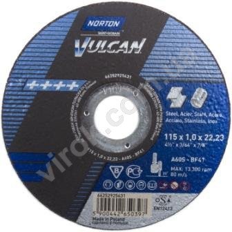 NORTON Диск відрізний по металу і нержав. сталі тм " VULCAN"; Ø= 115х22,2 мм, t= 1,0 мм | 70V101