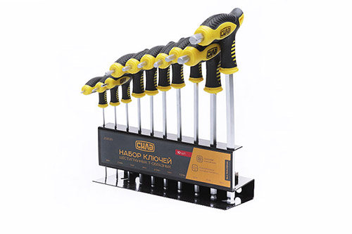 Набор ключей шестигранных 2,5-10мм (10шт) Т-образные СИЛА