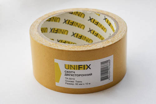 Лента клейкая двухсторонняя на тканевой основе 50мм*10м UNIFIX