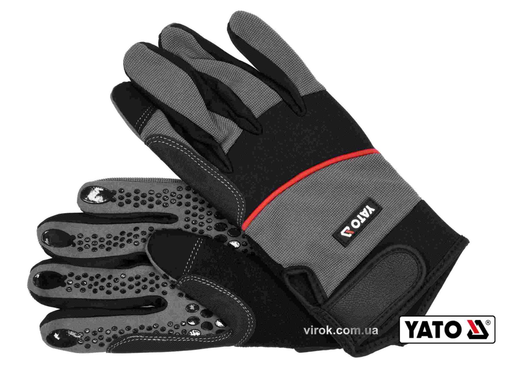 YATO Рукавиці робочі з застібкою-липучкою YATO : штучна шкіра + синтетична тканина, розмір 10  | YT-