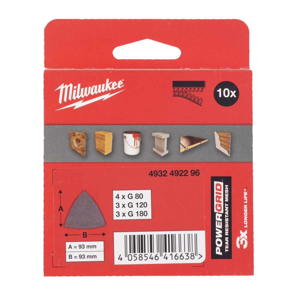 MILWAUKEE Шлифовальные листы сетчастые MESH 93 X 93 H&L GR 80 -10 шт. | 4932492296