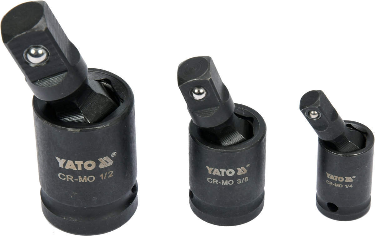 YATO Кардани ударні YATO : квадрати- 1/2", 3/8", 1/4", 3 шт  | YT-10643