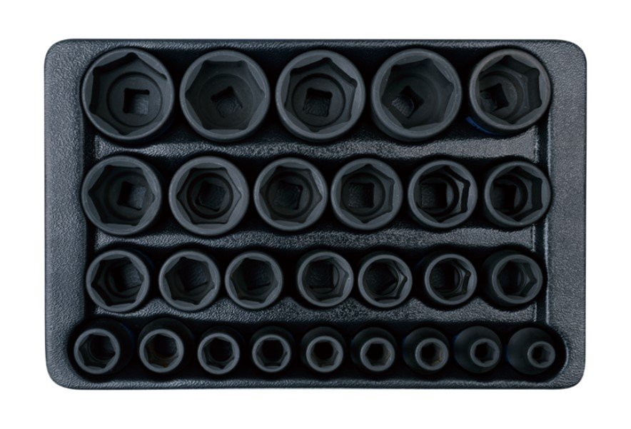 KING TONY Набор торцевых головок 1/2" 27 предметов 6гранн (08-36мм) ударные | 9-4427MP