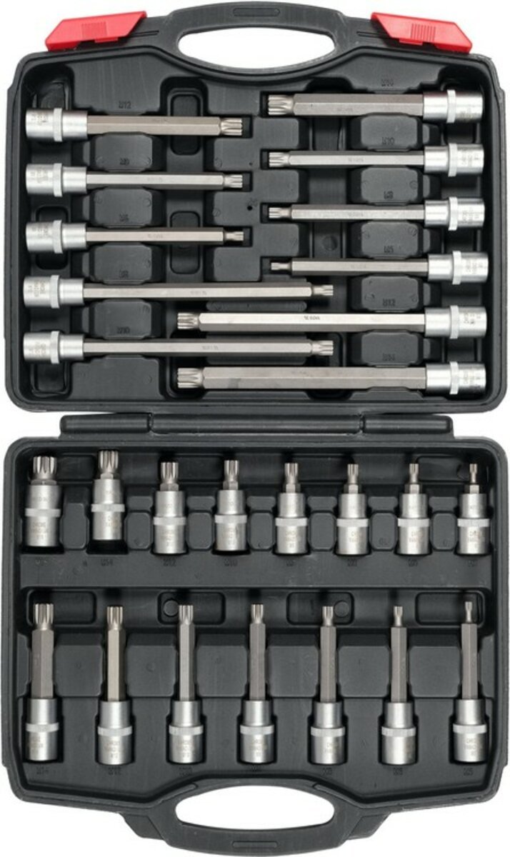 YATO Набір головок торцевих з насадками SPLINE YATO до квадрату 1/2". М5-М16, l= 55-200 мм, 26 елем.