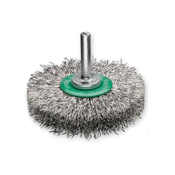 Щетка цилиндрическая 30 x 9 мм, хвостовик 6 мм, Нержавеющая гофрированная проволока 0.20 мм LESSMANN
