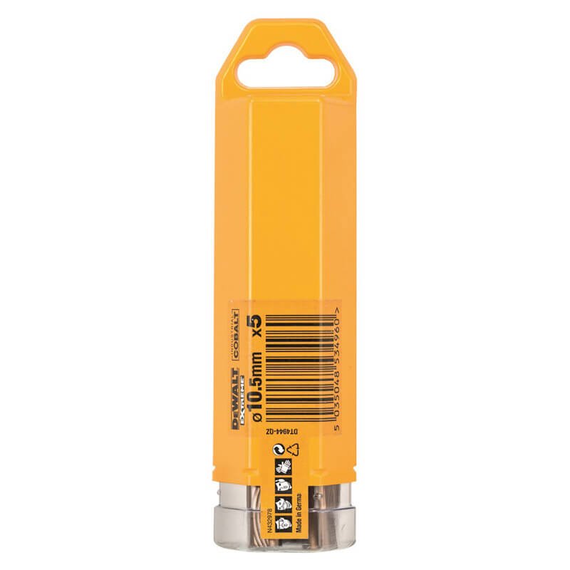 DeWALT Сверло по металлу EXTREME2 кобальтовое HSS-CO 10.5x133x84 мм упаковка 5 штук DT4944