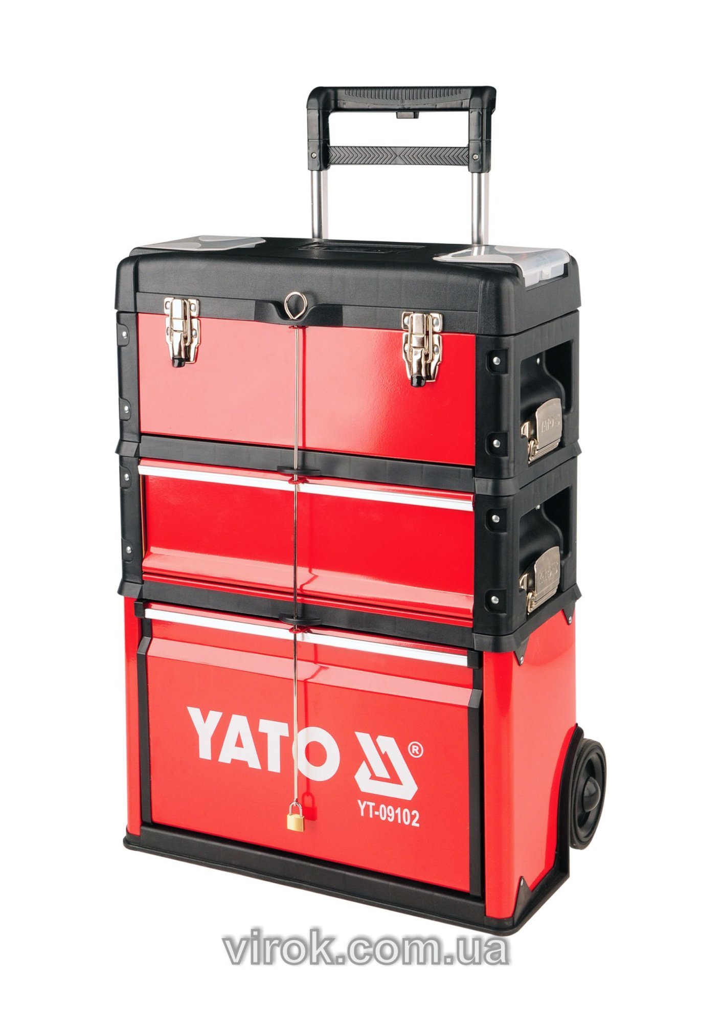YATO Валіза-візок для інструментів YATO 3-секції, на 2-х колесах з висувною ручкою  | YT-09102