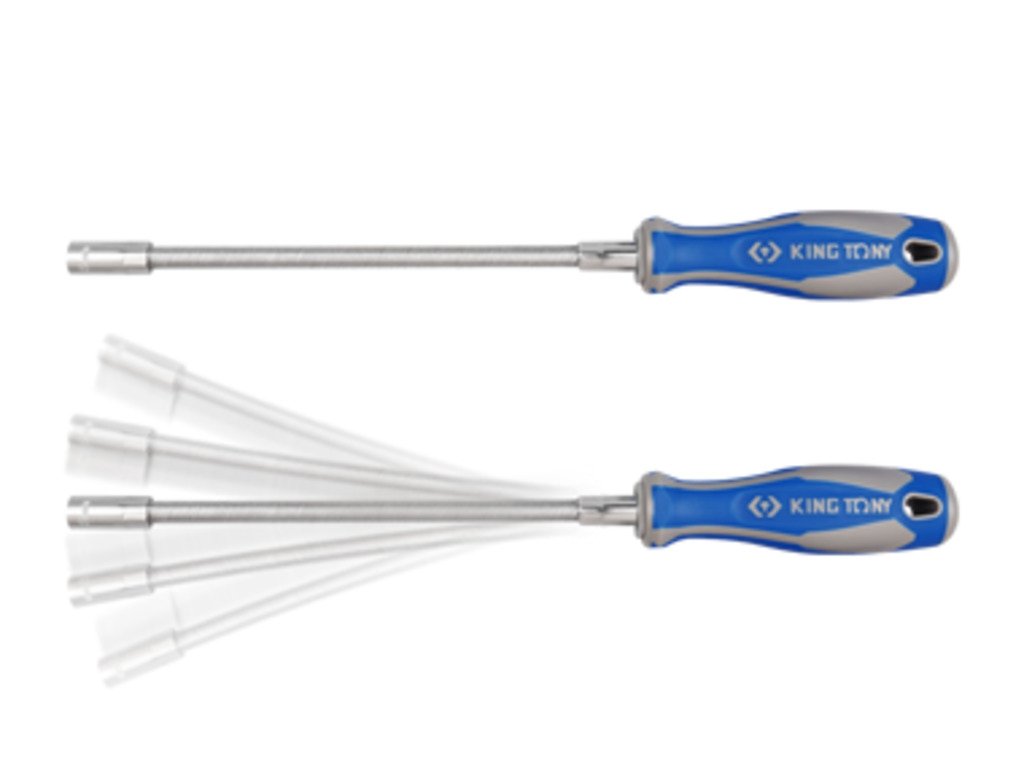 KING TONY Отвертка торцевая 10 мм, 300 мм, гибкая, для хомутов. | 1453-10