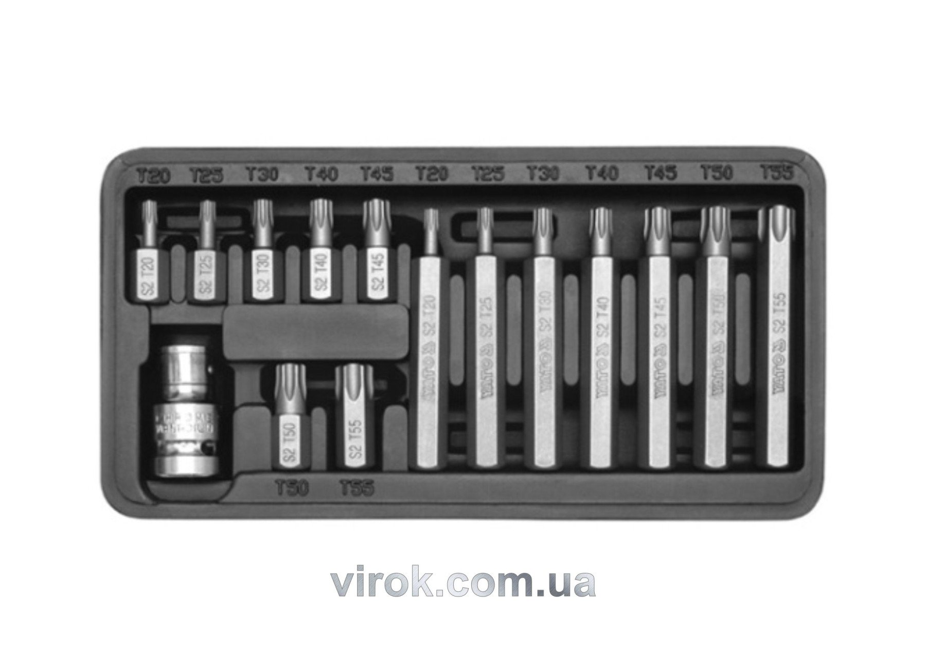 YATO Набір насадок викруткових YATO : "ТОRХ", L= 30, 75 мм, адаптер 1/2", металевий кейс. 15 шт.  | 