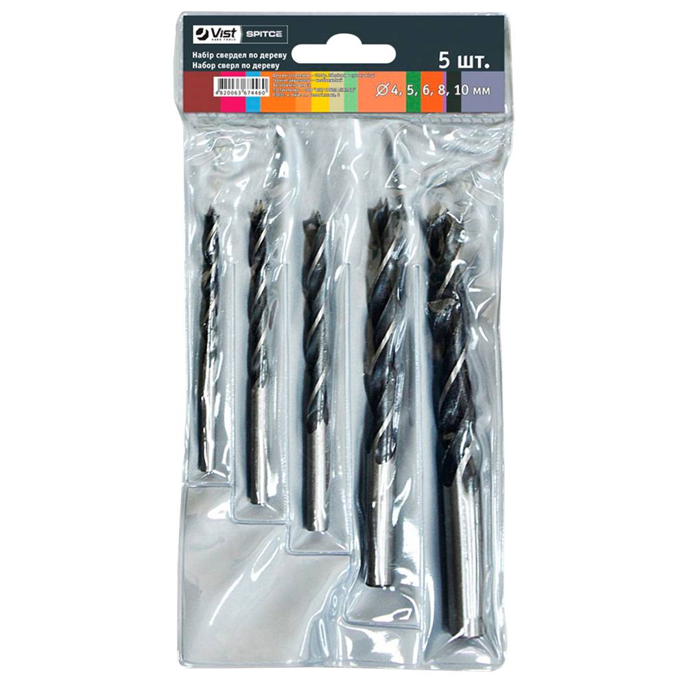Набір свердел по дереву, 8шт (3-10мм) Spitce | 21-913