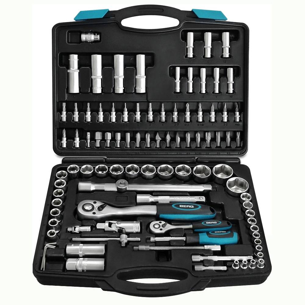 Набір головок та насадок 1/2, 1/4 (4-32мм), Cr-V, 94шт Berg | 52-113