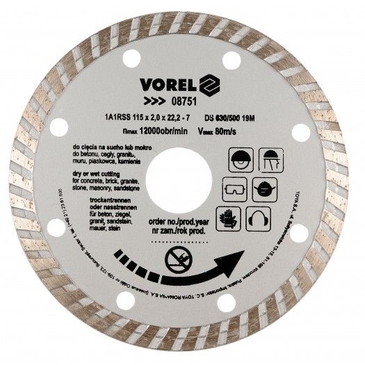 VOREL Диск відрізний алмазний : TURBO Ø= 180 мм  | 08754