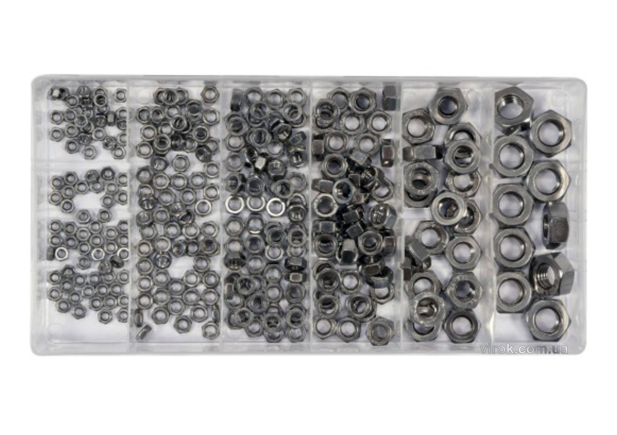 YATO Гайки М3- М10 YATO : нержавіючі, пластикова коробка; наб. 300 шт.  | YT-06773