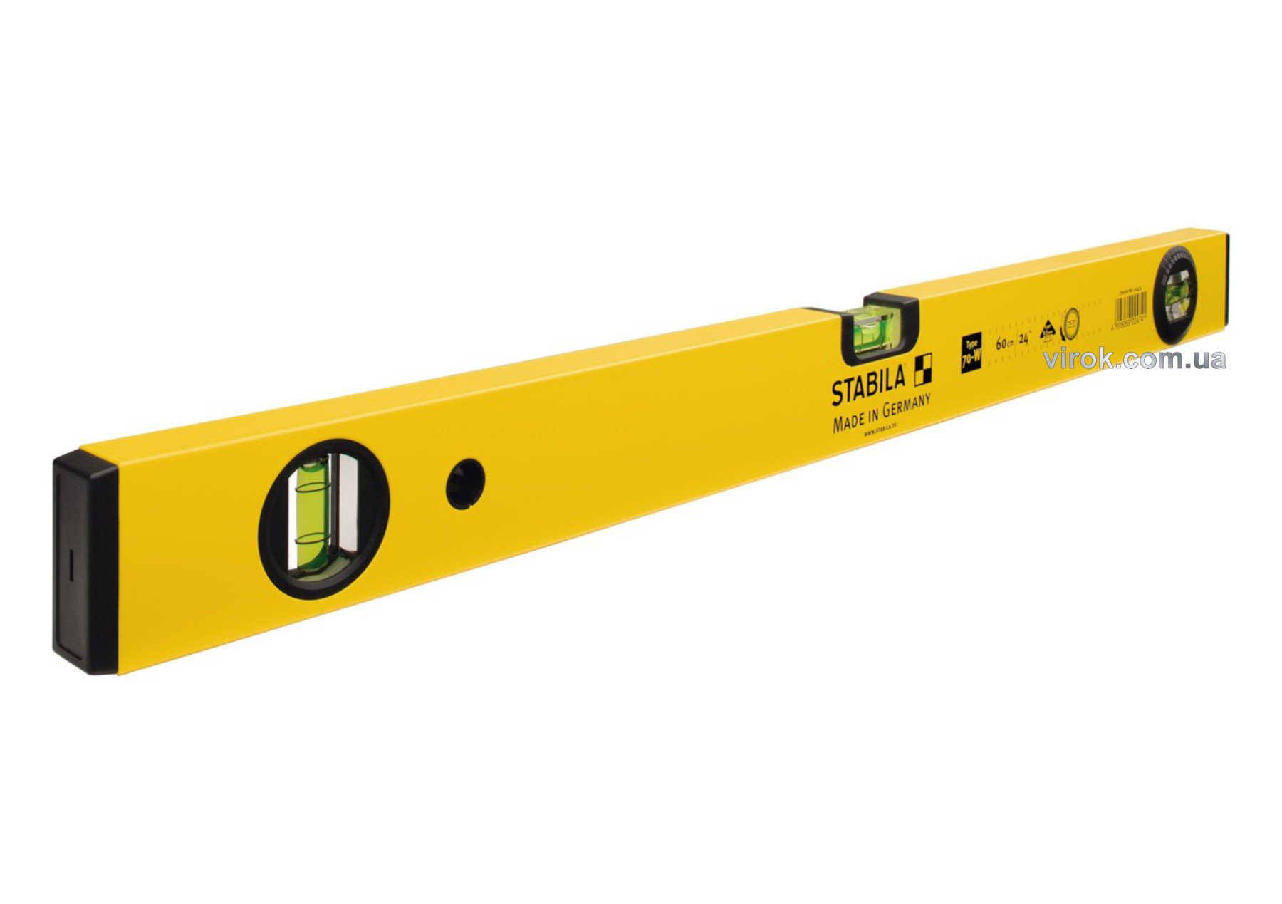 STABILA Рівень Type 70-W : L= 60 см. точн 0,50 mm/m. 3 капсули. 1 обертова (± 0,3°) | 02474
