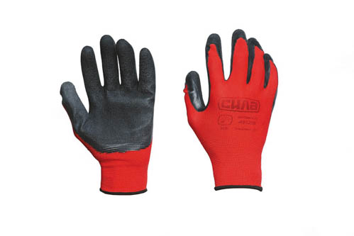 Перчатки с вспененным латексным покрытием р10 (красный+черный) СИЛА