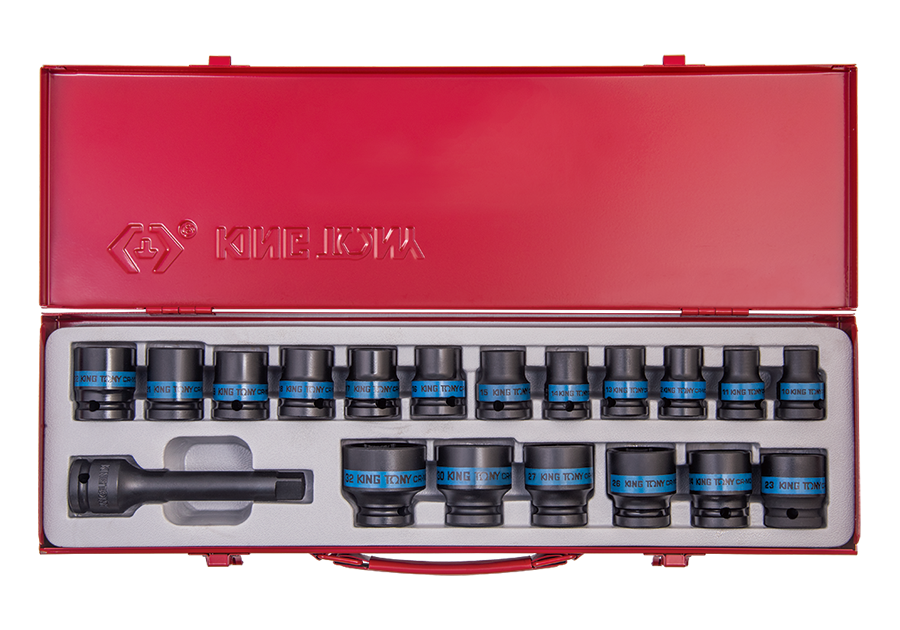 KING TONY Набор ударных торцевых головок 1/2",(10~32 mm) 19 предметов | 4419MP