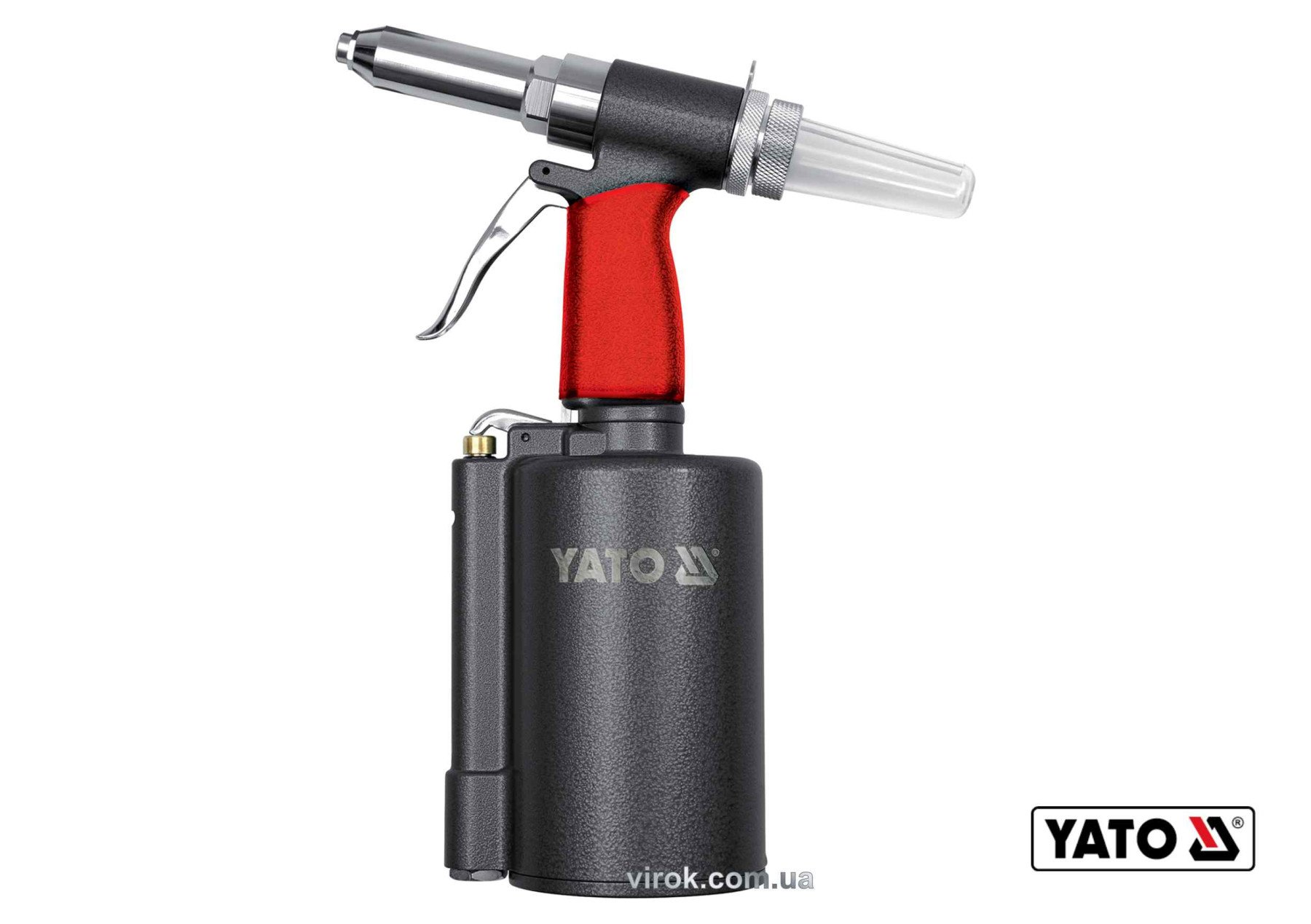 YATO Пневмозаклепочник YATO для нітів Ø= 2,4; 3,2; 4,0; 4,8; 6,4 мм, l= 16 мм, F= 1390 кг  | YT-3618