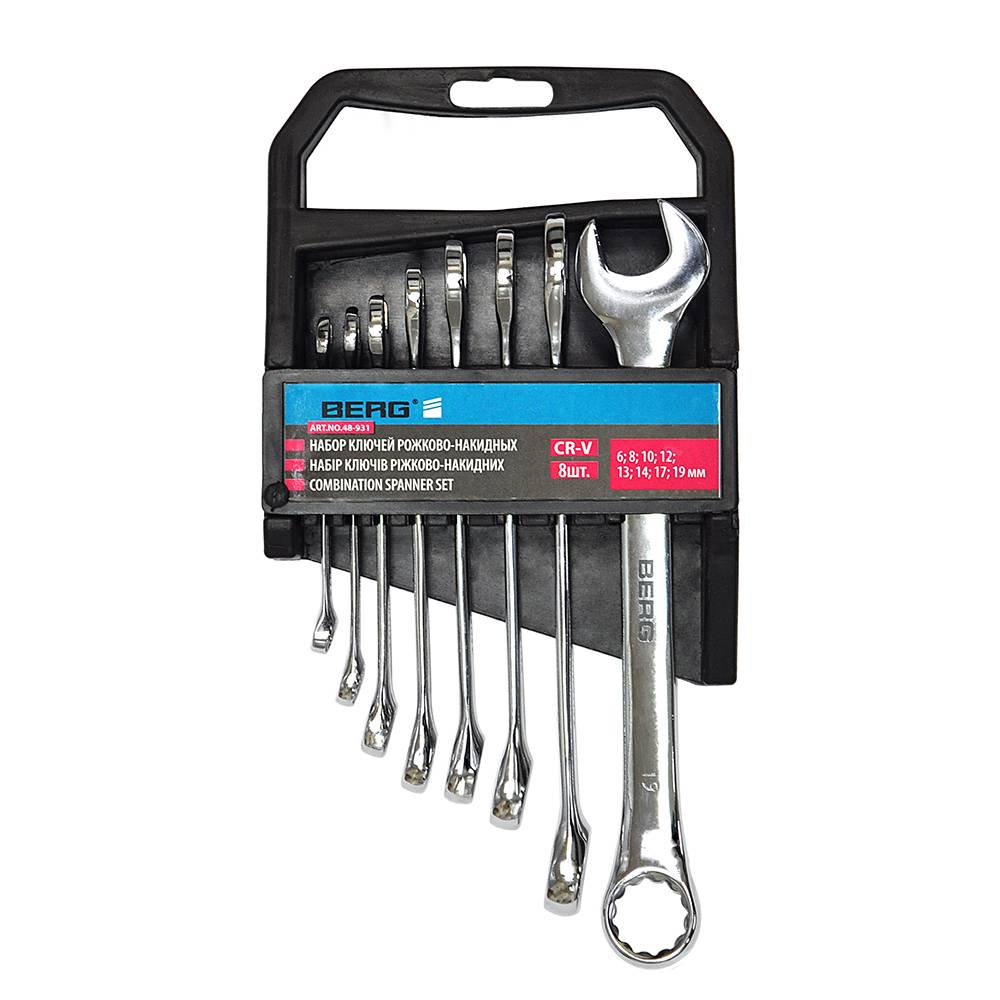Набір ключів ріжково-накидних, Cr-V, 12 шт. (6-22 мм) Berg | 48-932