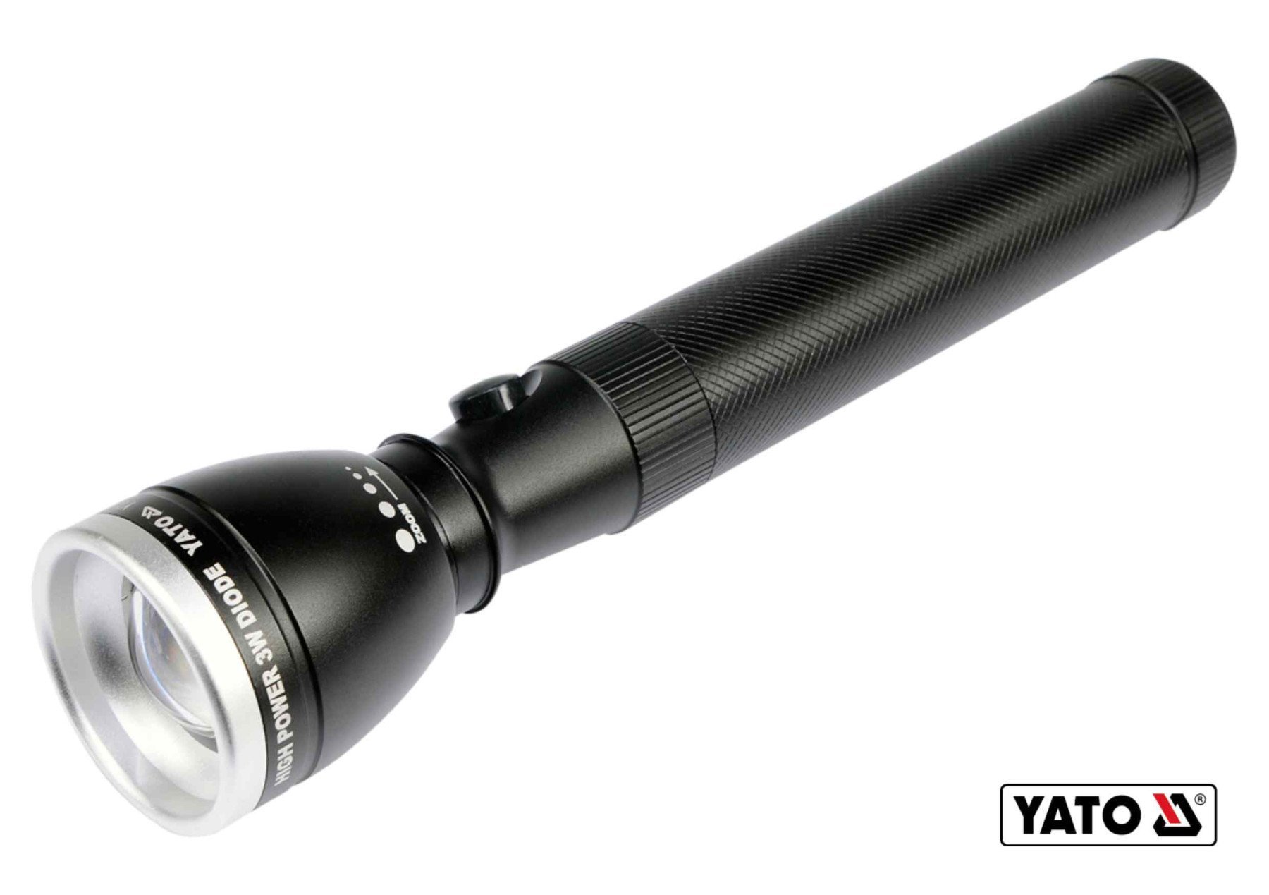 YATO Ліхтар діодний 3Вт на батарейки 2xR14 (2xC) і 3 режими світла; 228х47 мм, водонепроникний, чохо