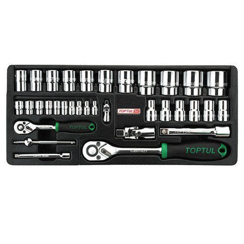 Набор головок с трещоткой 1/4", 1/2" 34ед. (в ложементе) TOPTUL GCAT3401
