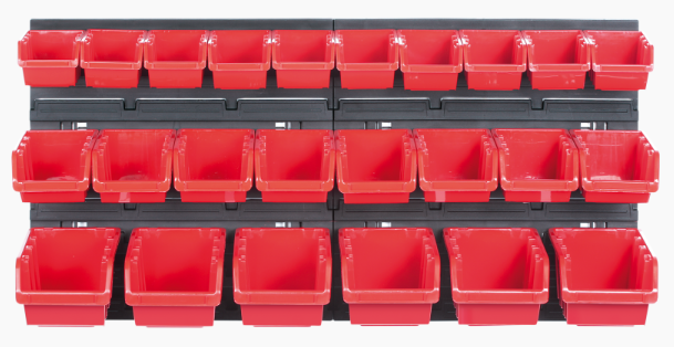 VIROK Таблиця перфорована 400х165х400 мм з ергобоксами: 70х100х155 мм 8шт, 90х120х195 мм 6шт, 60х80х