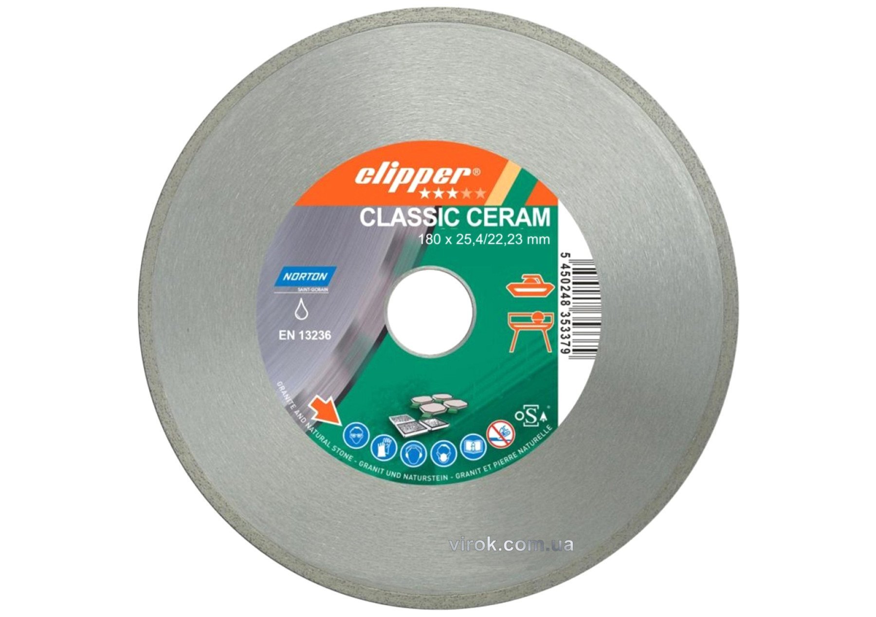 NORTON Диск алмазний по кераміці CLIPPER CLA CERAM; Ø= 180 x 25.4/22.23 мм | 70V021