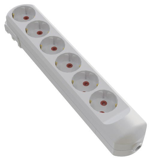 Колодка мережева VIROK: з 6 гніздами із заземленням