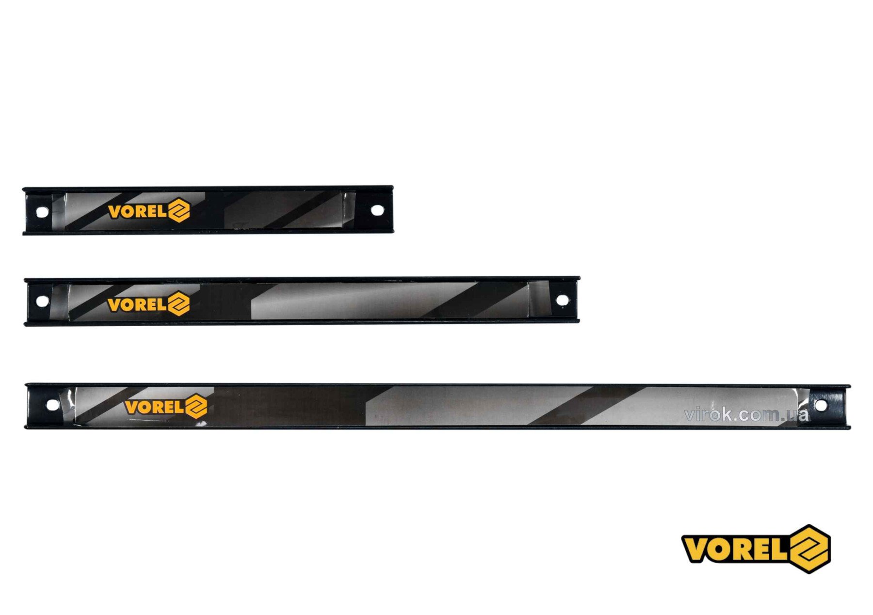 VOREL Рейки магнітні сталеві : l= 200, 300, 455 мм, ширина- 26 мм, 3 шт  | 57830