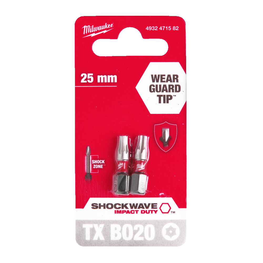 MILWAUKEE Біта SHOCKWAVE , TX BO20, 25мм, (2шт) | 4932471582