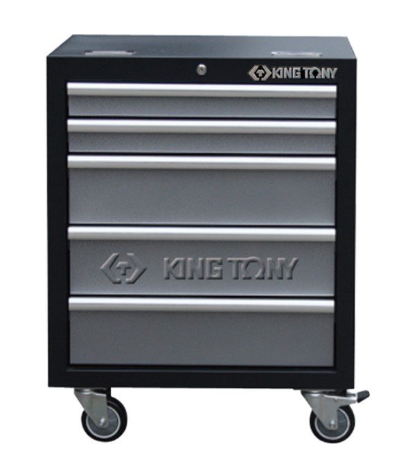 KING TONY Тумба инструментальная серая на колесах (5 полок) под верстак | 87D11-12A-KG