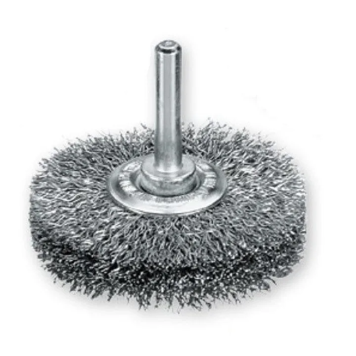 Щетка цилиндрическая 50x10 мм, хвостовик 6 мм, Стальная гофрированная проволока 0.30 мм LESSMANN