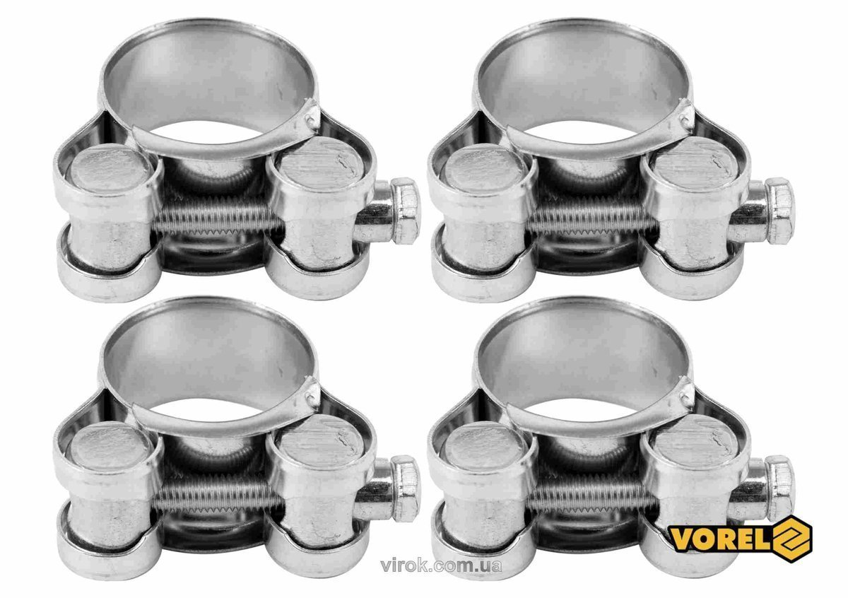VOREL Хомут сталевий, з гвинтовим затискачем GBS W1 : Ø= 19-21/ 18 мм, оцинкований, 4 шт.  | 73787