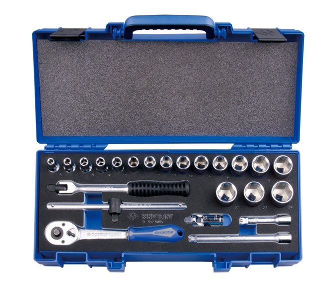 KING TONY Набор головок 3/8" 22 ед. 6-ти гранные, (6-24mm) | 3523MRV10