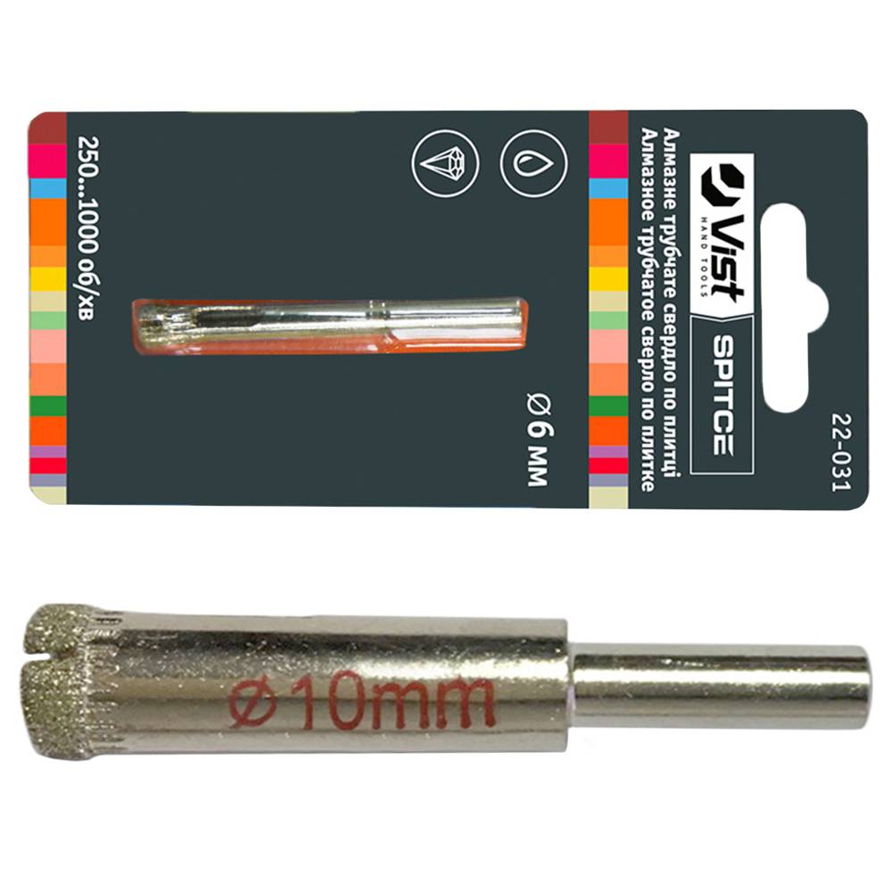 Алмазне трубчате свердло по плитці, 6мм Spitce | 22-031