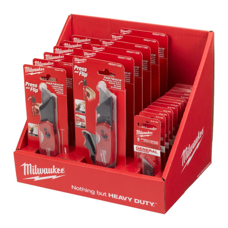 MILWAUKEE Промо упаковка компактный фастбэк нож ( 6 шт.) + фастбэк нож (6 шт.) + сменный нож лезвие 