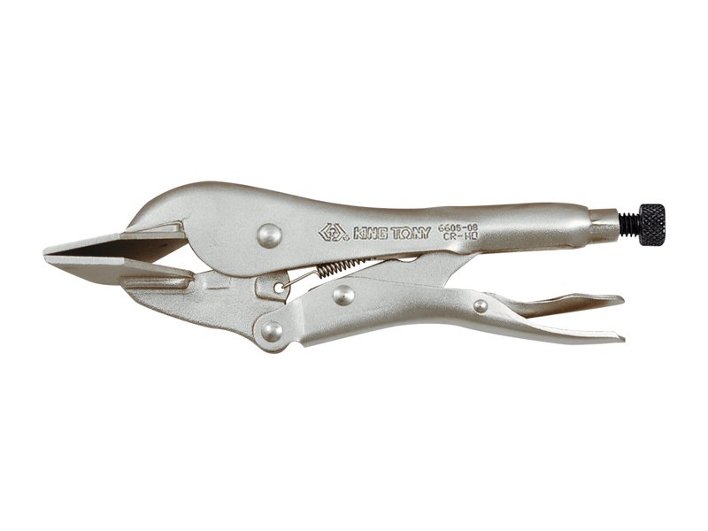 KING TONY Захват пинцы с фиксатором 200мм с широкими губками | 6605-08