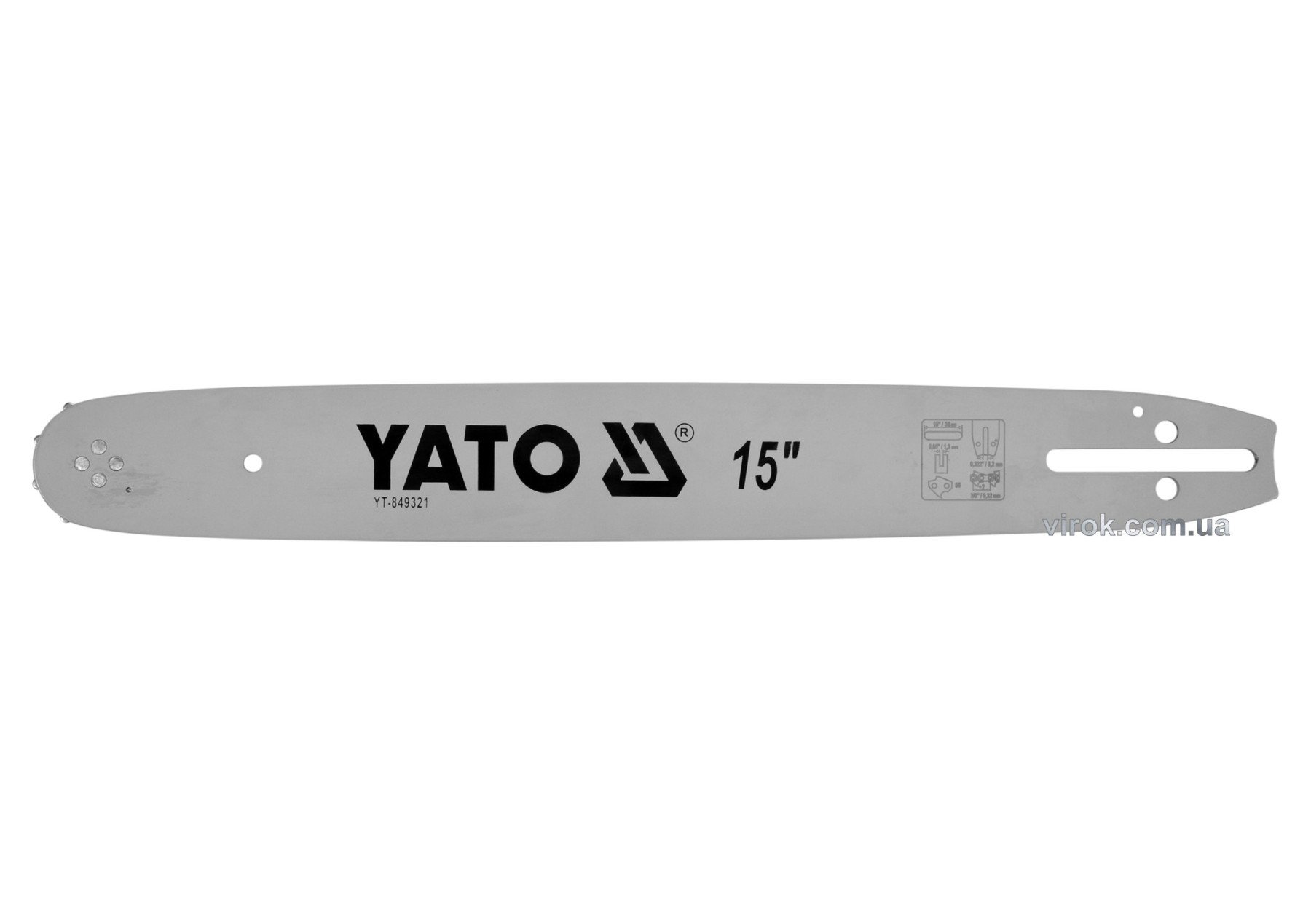YATO Шина напрямна ланц. пили YATO l= 15"/38 см (56 ла), шир. пазу- 1,3мм для лан. YT-84952,YT-84960
