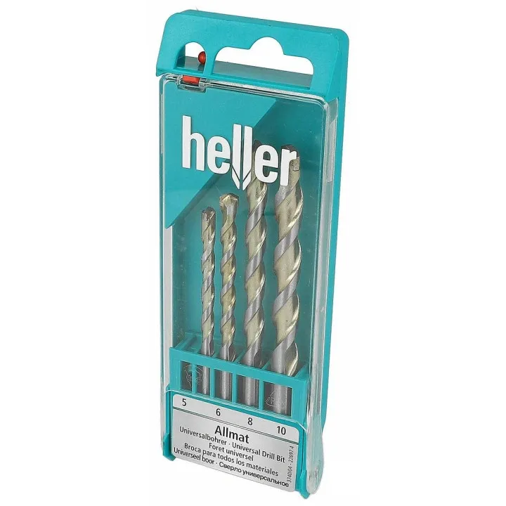 Heller Набор сверл твердосплавных Allmat 5/6/8/10 мм ц / х; дерево, ДСП, пластик, плитка, кирпич
